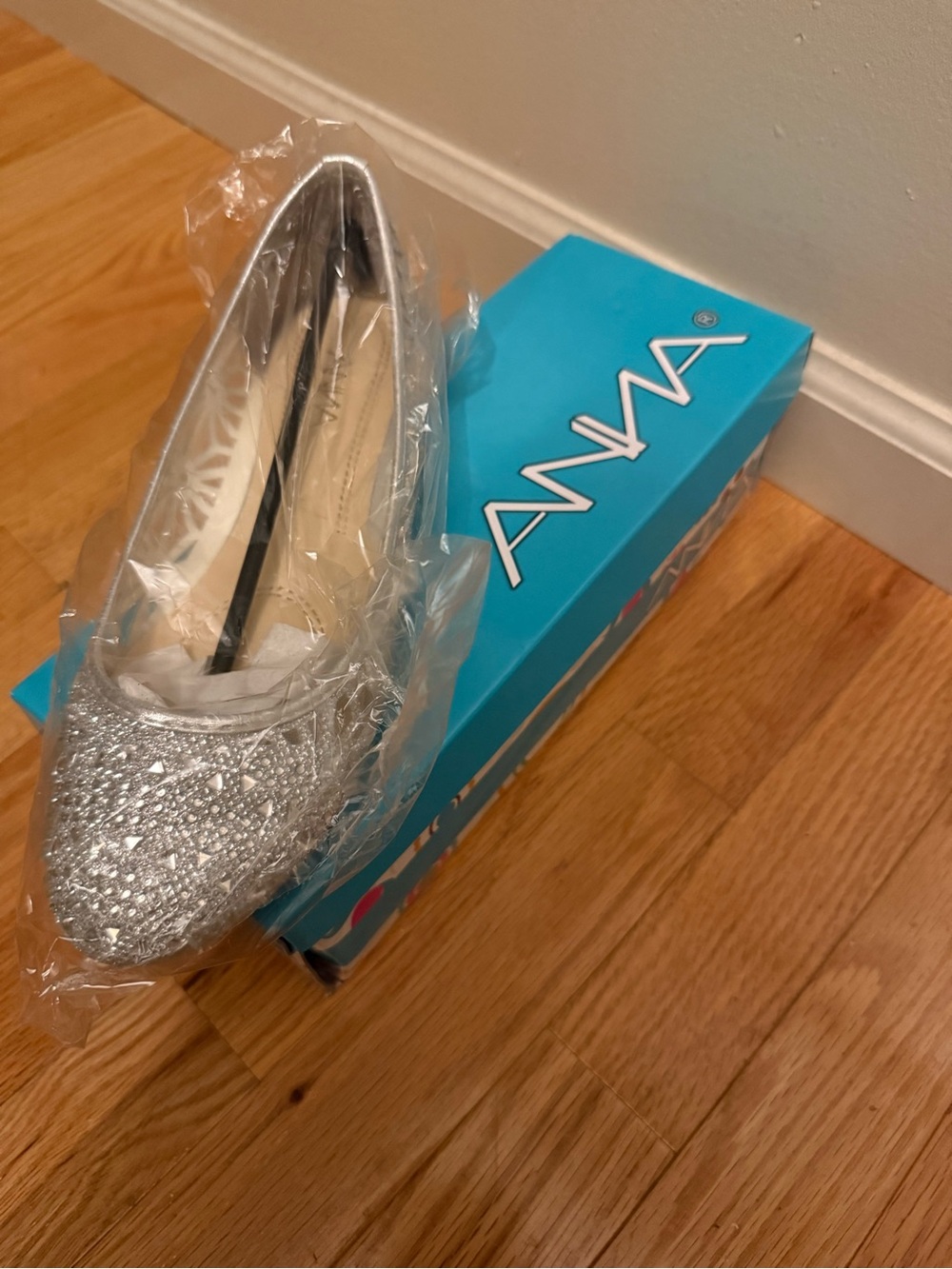 Anna Silver Glitter Pointed Toe Flat